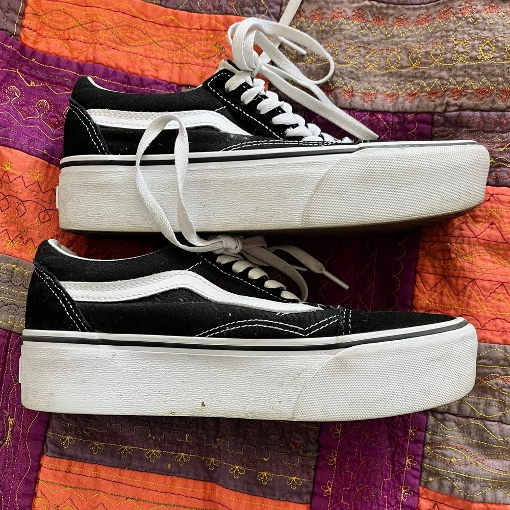 VANS Old Skool Stackform Sneaker Black & White Unisex Size M: 6.5 W: 8 - Picture 2 of 6